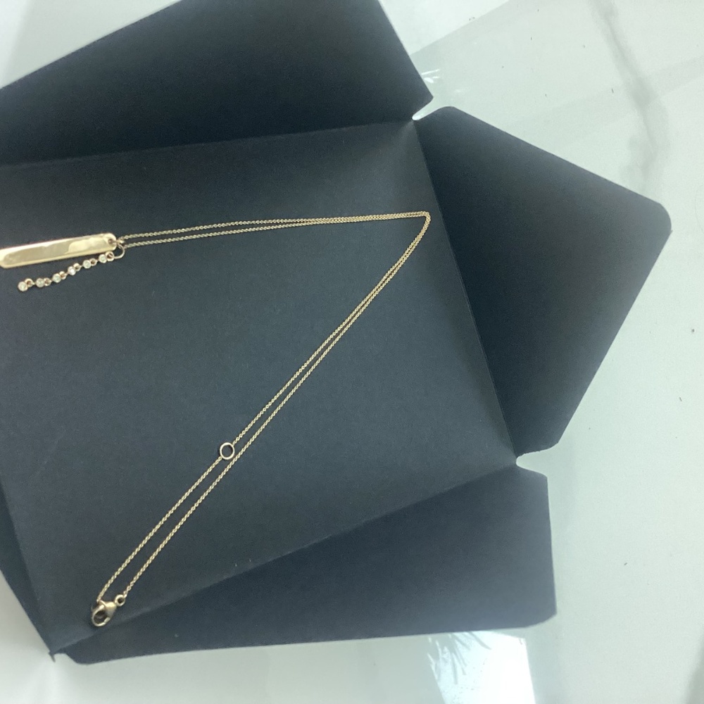 Lulu Jack Vertical Bar and Diamond Bezel Link Necklace - Picture 4 of 7